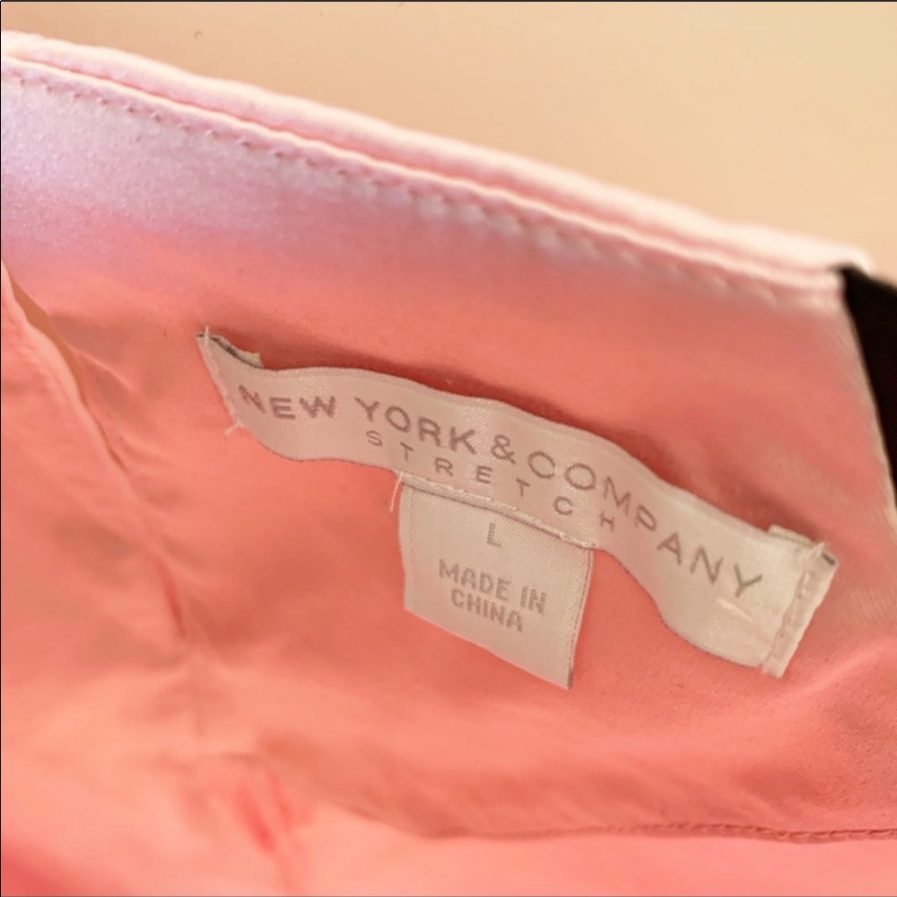 New York & Company Silk Feel Pink and Black Blouse - Picture 2 of 5